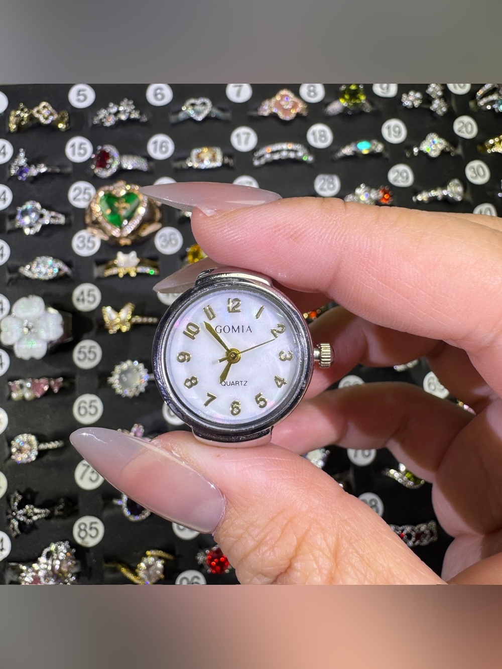Silver Tone Quartz Ring Watch Face with White Dial - Picture 1 of 4